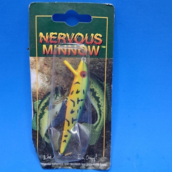 Nervous‎ Minnow Lure Yellow Black Topwater Pike Bass Fishing Bait NIP Vintage - Picture 1 of 4